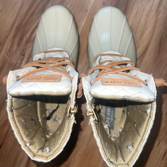 Sperry Chevron Quilt Duck Ivory Women’s Size 9 Waterproof Lace-Up Winter Boots - Picture 7 of 9